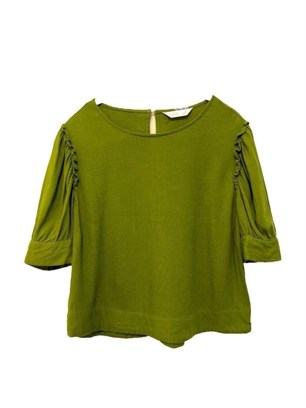 Lauren Conrad Puff Sleeve Popover Short Sleeve Top Size Medium - Picture 2 of 9